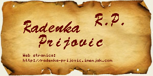 Radenka Prijović vizit kartica